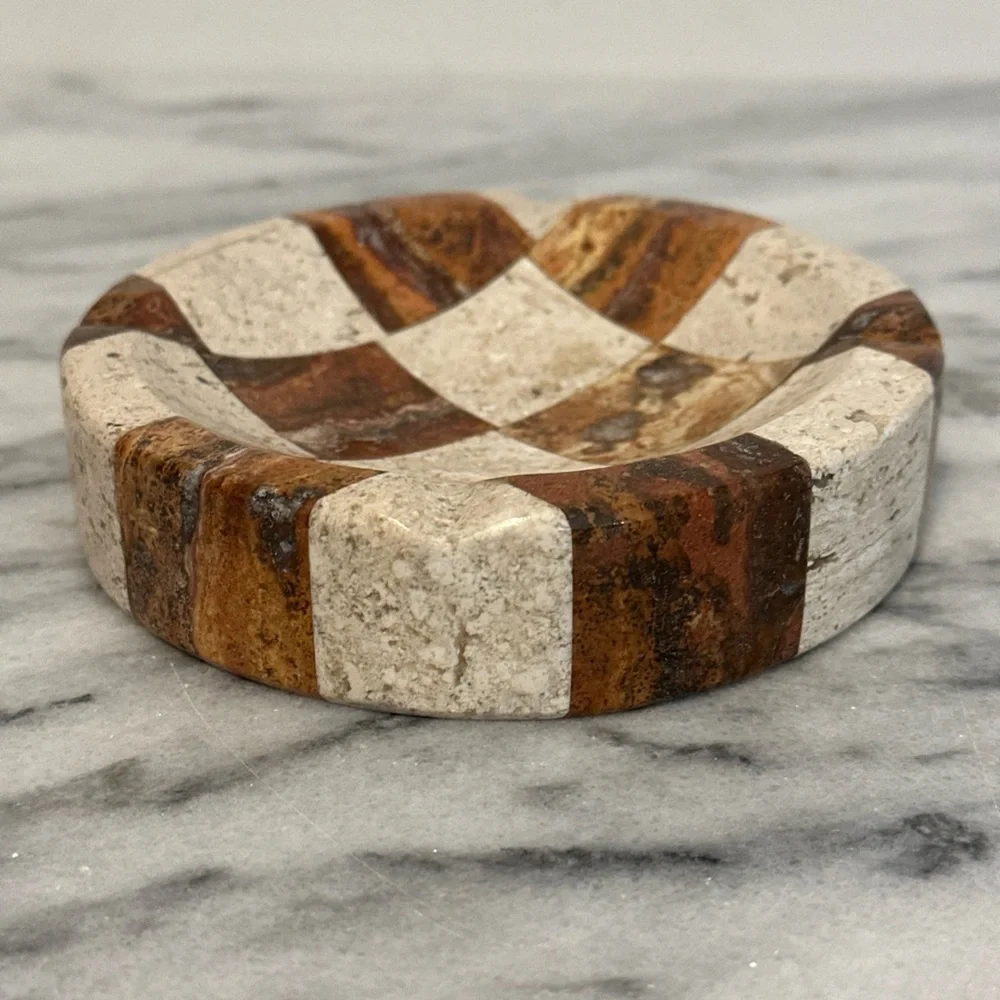 Rare Checkered Stone/ marble ash tray
